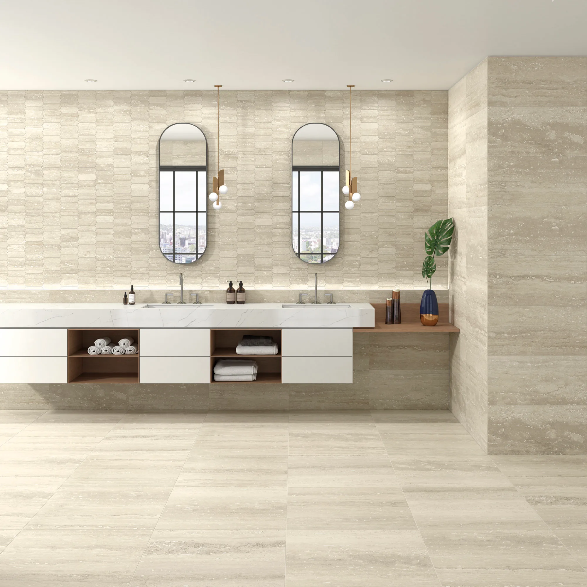 Pure Travertine Beige + Picket - WC amb - R3805R+DC3605+P6156R