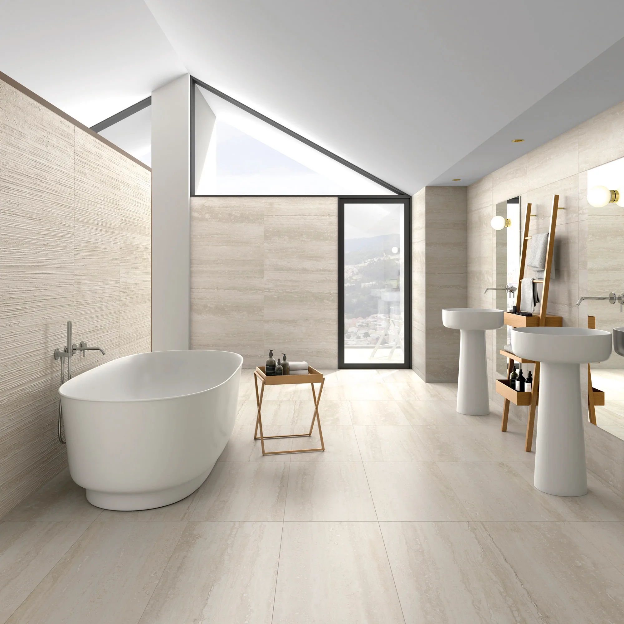 Pure Travertine Ivory + Groove - WC amb - R3255R+R3264R+P9155R