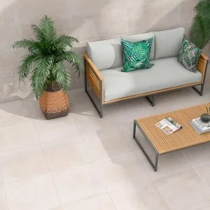 Essen - Garden and terrace with light stone look on the floor, Pamesa