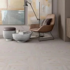 Oldmanor - Living room with light concrete look floor, Pamesa