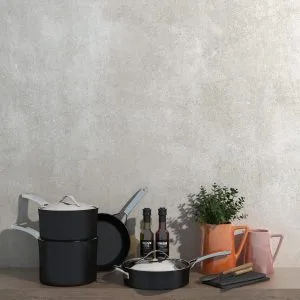 Vita - Material presentation with grey concrete look on background, Pamesa