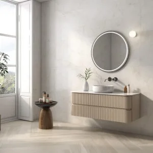 Hermes - Bathroom with light concrete look on floor and wall, Pamesa