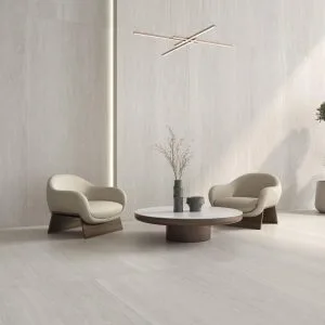 Dorset - Living room with light concrete look on floor and wall, Pamesa