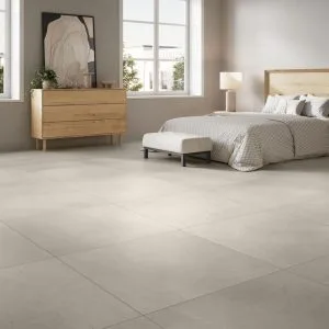 Kenzo - Bedroom with beige concrete look floor, Pamesa