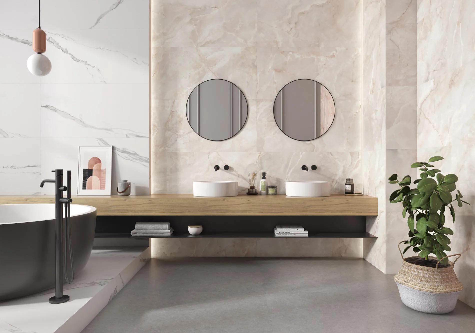 Cr. Noor - marble look floor and wall tile, Pamesa