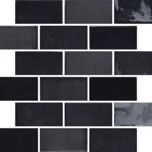 New Zellige Charcoal Glossy - colour & design look wall tile in black, Aleluia