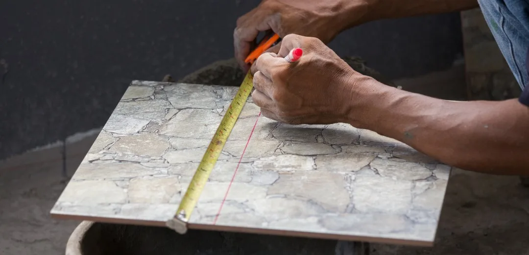 3-4-5 rule applied when setting out a tiled floor at right angles